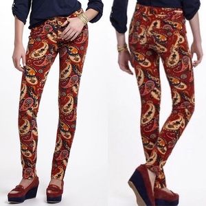 Anthropologie Pilcro Serif Paisley Cord Legging